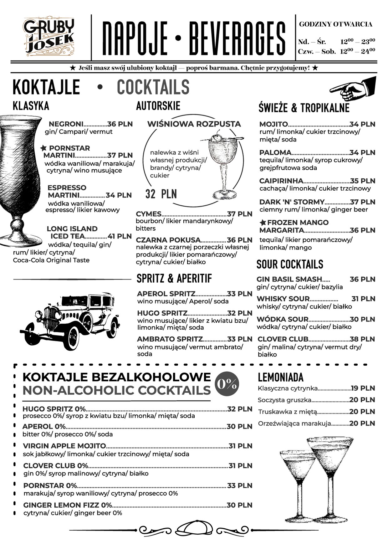 Karta barowa Gruby Josek — strona 1