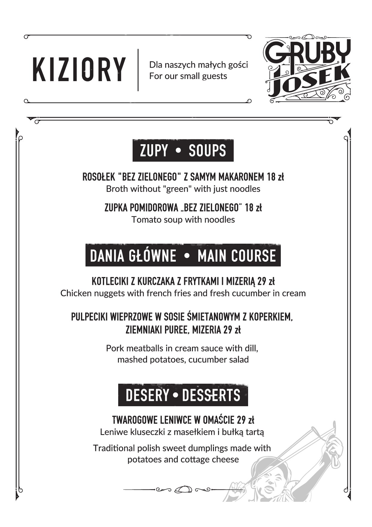 Menu dla dzieci (kiziory) — Gruby Josek