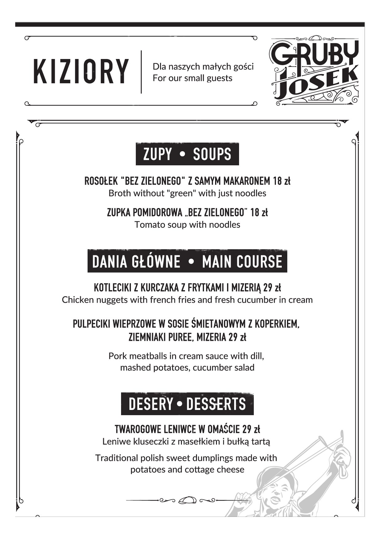 Menu dla dzieci (kiziory) — Gruby Josek